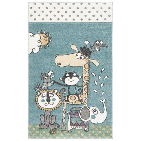Safavieh 3 ft. 3 in. x 5 ft. 3 in. Carousel Kids Rectangle Power Loomed Area Rug Ivory & Blue CRK185A-3